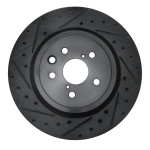 Lexus GS F Brake Rotor (1) - Rear - R1 Concepts - Drilled & Slotted - Black - `15-`22